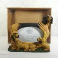Dachshund dog and puppies polyresin figurine photo frame holds one 6x4 picture: With Box