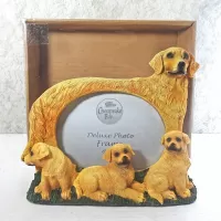 Golden Retriever dog and puppies polyresin figurine photo frame holds one 6x4 picture: With Box - Click to enlarge