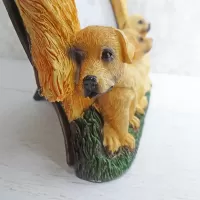 Golden Retriever dog and puppies polyresin figurine photo frame holds one 6x4 picture: Puppy 1a - Click to enlarge