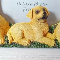 Golden Retriever dog and puppies polyresin figurine photo frame holds one 6x4 picture: Puppy 2 - Click to enlarge