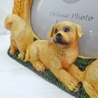 Golden Retriever dog and puppies polyresin figurine photo frame holds one 6x4 picture: Puppy 2a - Click to enlarge
