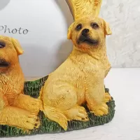 Golden Retriever dog and puppies polyresin figurine photo frame holds one 6x4 picture: Puppy 3 - Click to enlarge