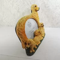 Golden Retriever dog and puppies polyresin figurine photo frame holds one 6x4 picture: Right - Click to enlarge
