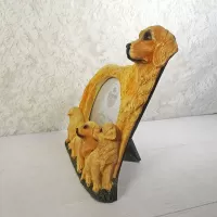 Golden Retriever dog and puppies polyresin figurine photo frame holds one 6x4 picture: Left - Click to enlarge