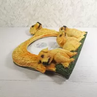Golden Retriever dog and puppies polyresin figurine photo frame holds one 6x4 picture: Flat - Click to enlarge