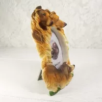 Tall Collie dogs and puppy polyresin figurine photo frame holds one 2x3 picture: Right - Click to enlarge