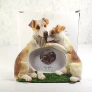 Jack Russell Terrier dog and puppy polyresin figurine photo frame holds one 3x2 picture: With Box