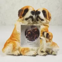 Saint Bernard dogs and puppy polyresin figurine photo frame holds one 2x3 picture: Front - Click to enlarge