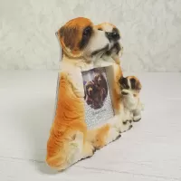 Saint Bernard dogs and puppy polyresin figurine photo frame holds one 2x3 picture: Right - Click to enlarge