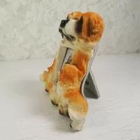Saint Bernard dogs and puppy polyresin figurine photo frame holds one 2x3 picture: Left - Click to enlarge