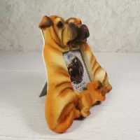 Shar Pei dogs and puppy polyresin figurine photo frame holds one 2x3 picture: Right - Click to enlarge