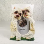 West Highland White Terrier or Westie dogs polyresin figurine photo frame holds one 2x3 picture: With Box